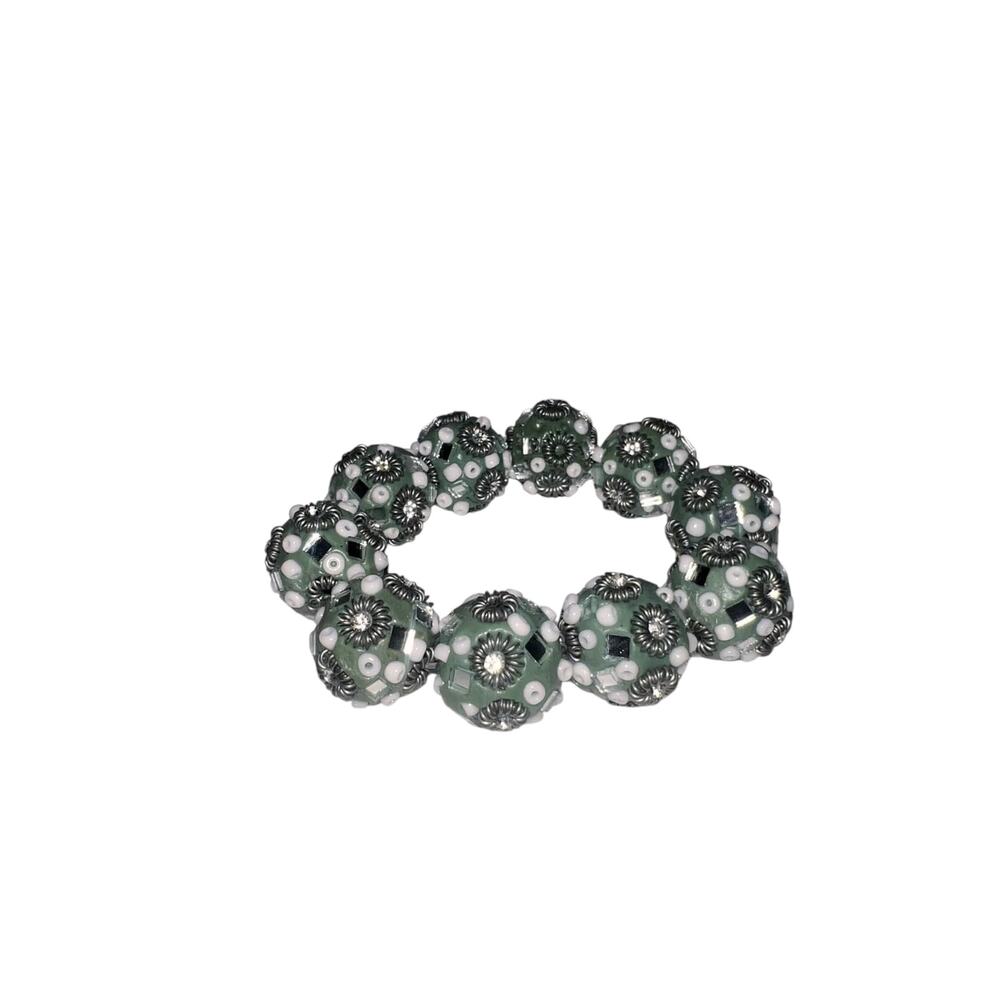 Iris Apfel & Bajalia Statement Bracelet Beaded & Embellished Stretch Vintage